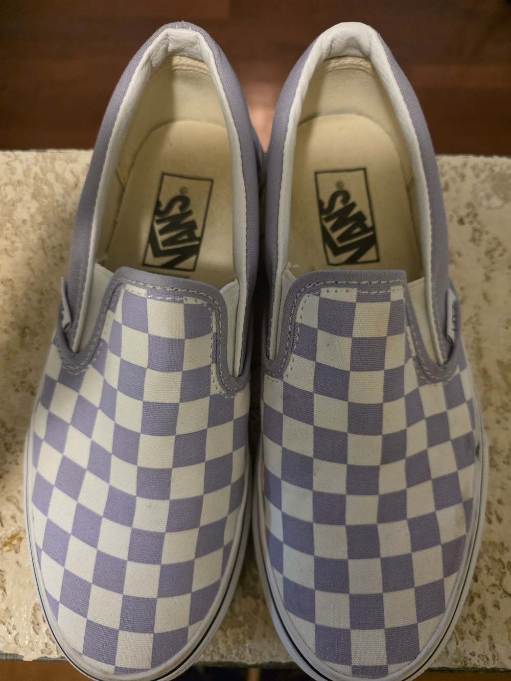 Vans Kids Slip-On Checkerboard Sneakers - Lavender & White